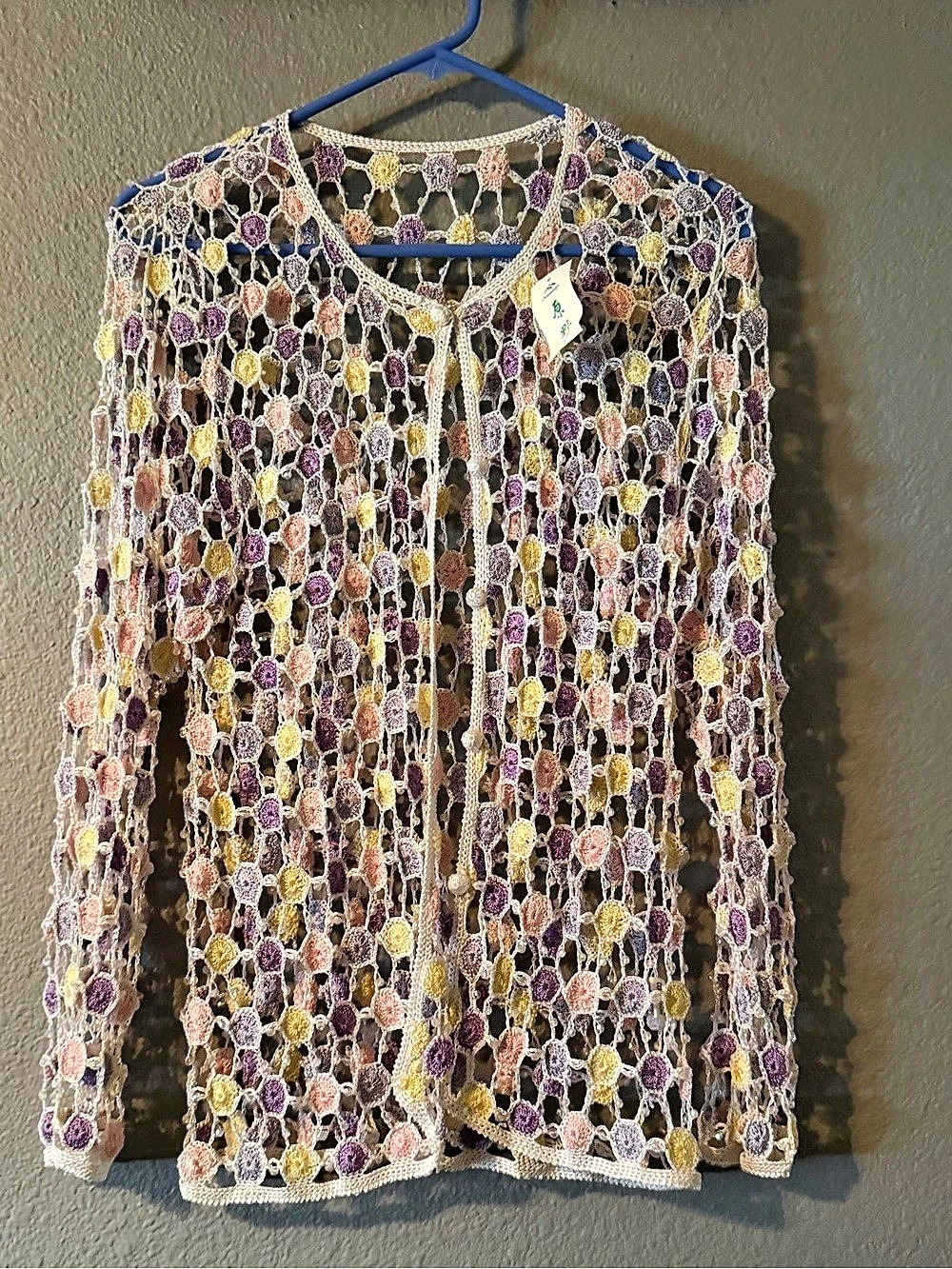 Susan Collection Floral Crochet Sweater in Multicolor XL NWT